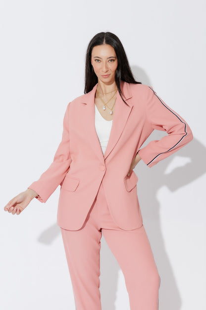 Blush Stripe Boyfriend Blazer