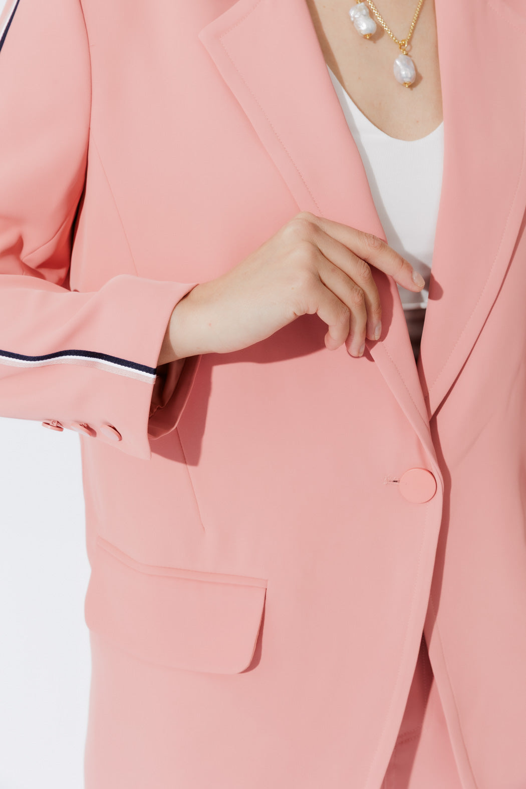 Blush Stripe Boyfriend Blazer