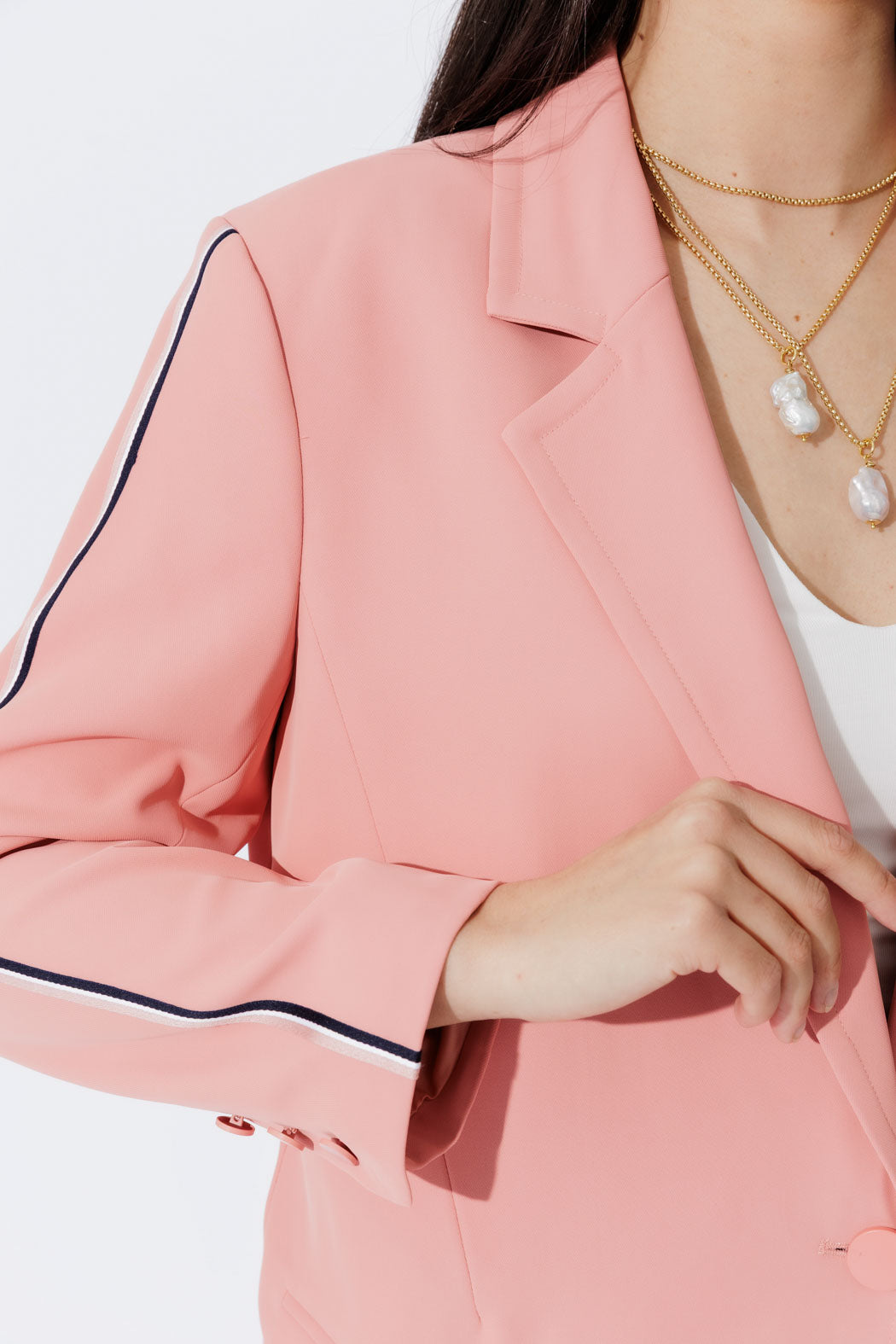 Blush Stripe Boyfriend Blazer