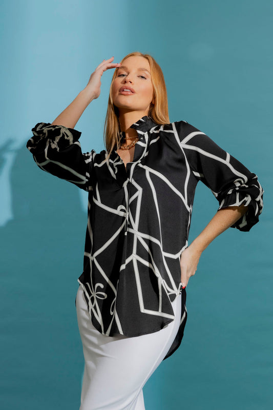 Black/White Ruffle Blogger Shirt