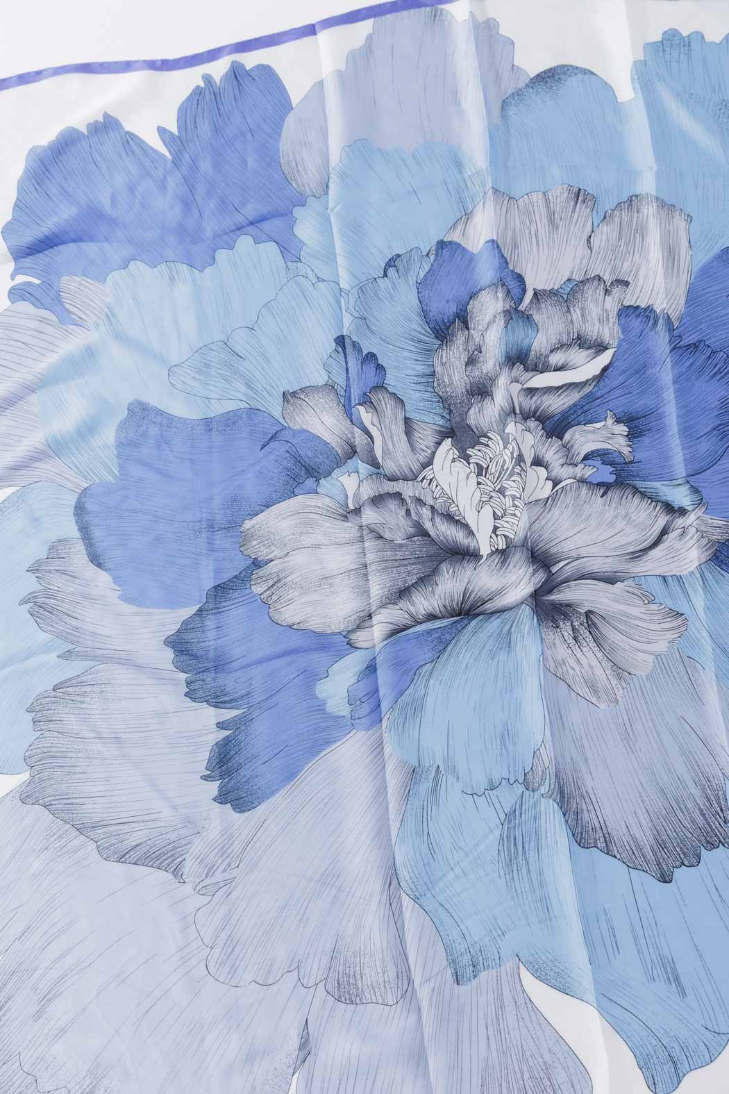 Blue Floral Silky Scarf