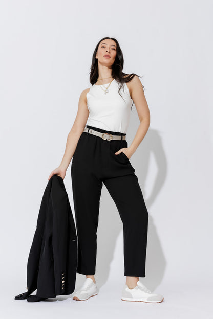 Black Euro Paperbag Pant