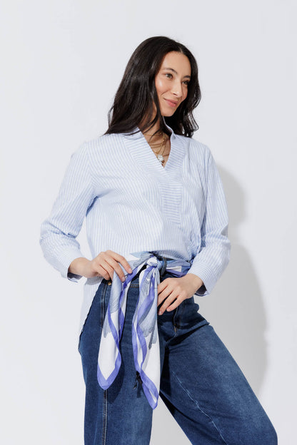 Blue Floral Silky Scarf