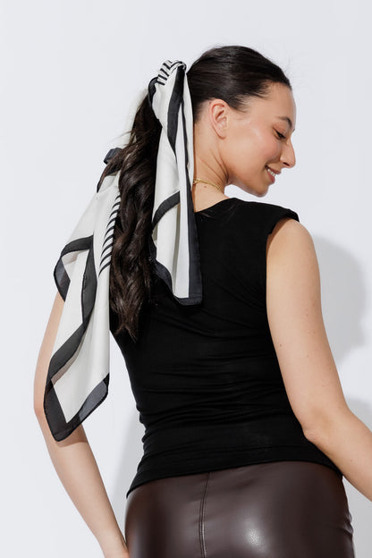 Black/White Silky Scarf
