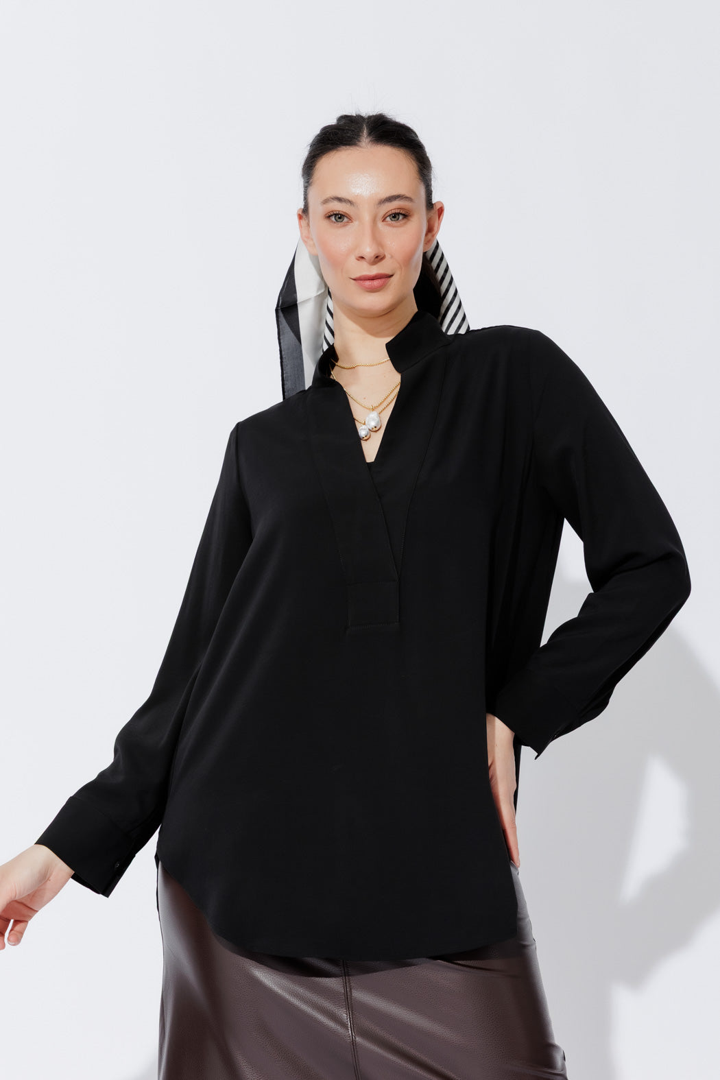Black Luxury Longline Blogger Shirt