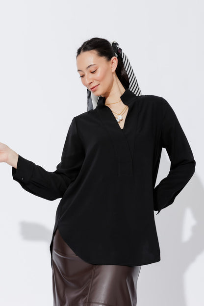 Black Luxury Longline Milan Blogger Shirt