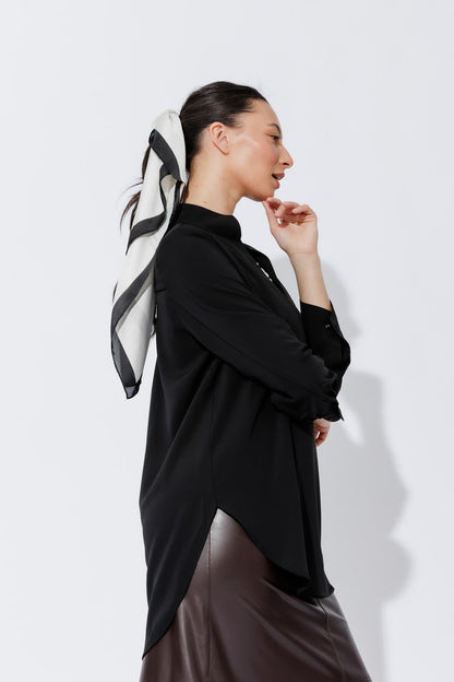 Black Luxury Longline Blogger Shirt