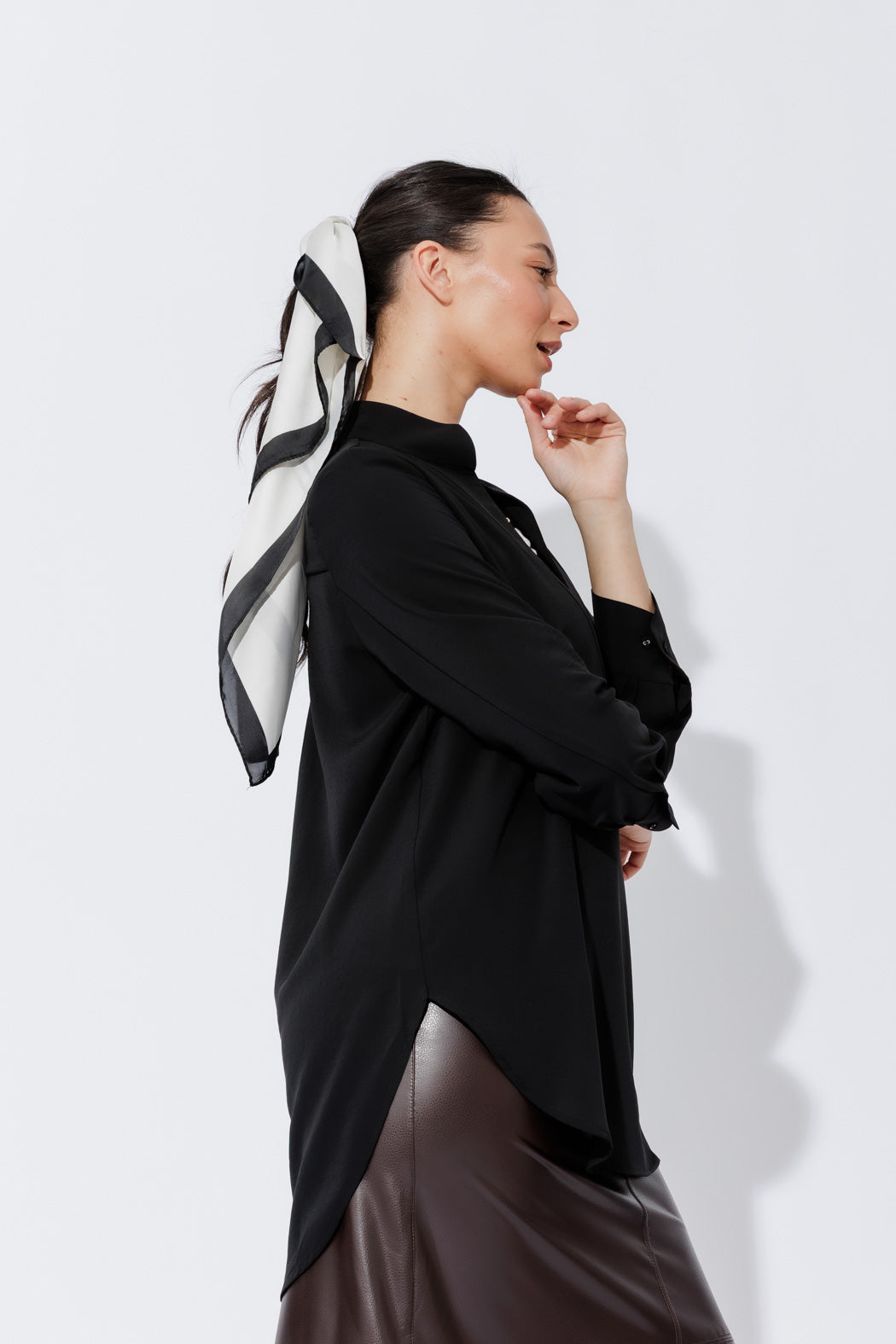 Black Luxury Longline Milan Blogger Shirt