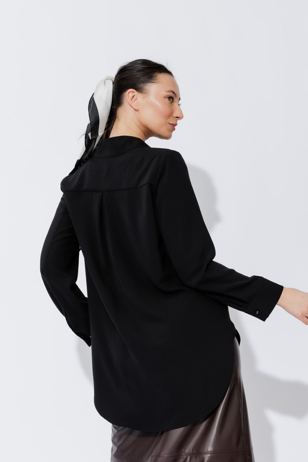 Black Luxury Longline Blogger Shirt