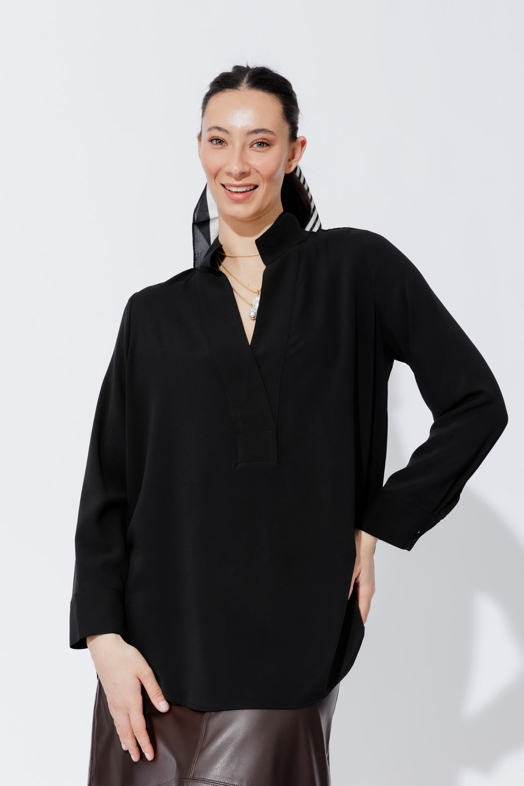 Black Luxury Longline Blogger Shirt