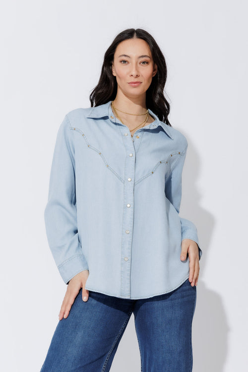 Chambray Cowboy Stud Shirt