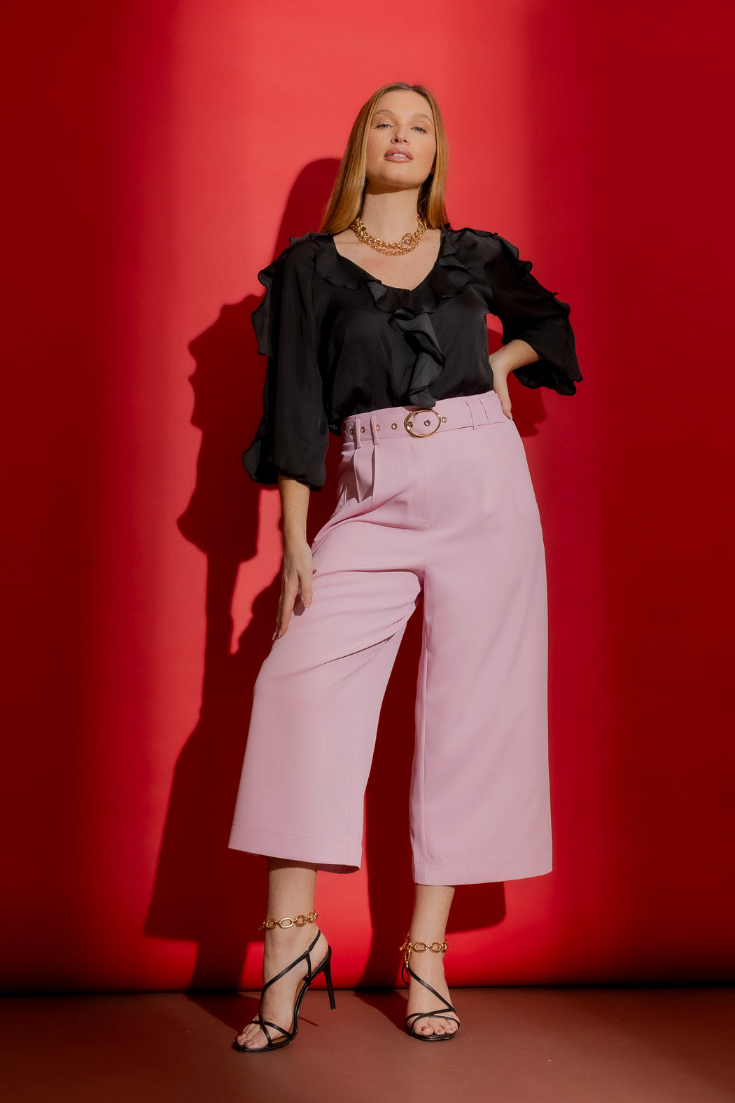 Black Raglan Frill Shirt