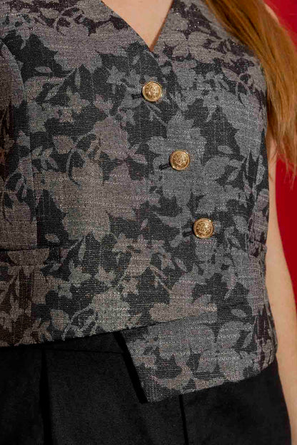 Black/Silver Split Level Vest