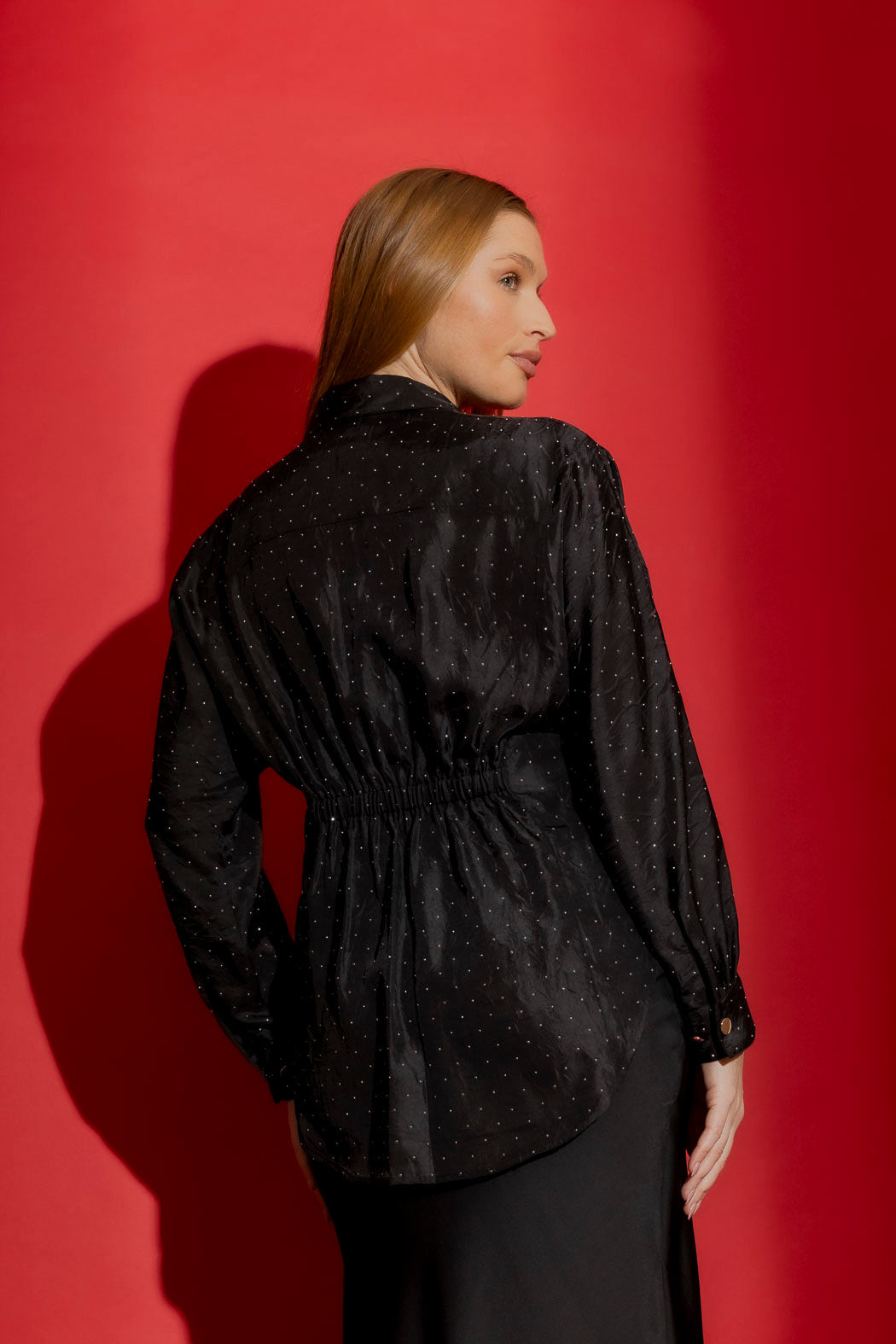 Black Studded Wrap Shirt