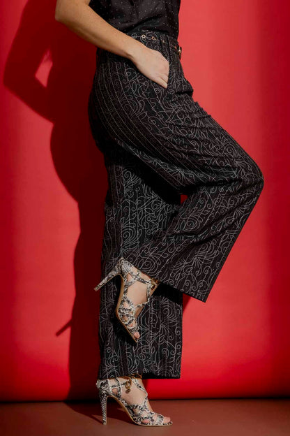 Black Embellished Cleo Pant
