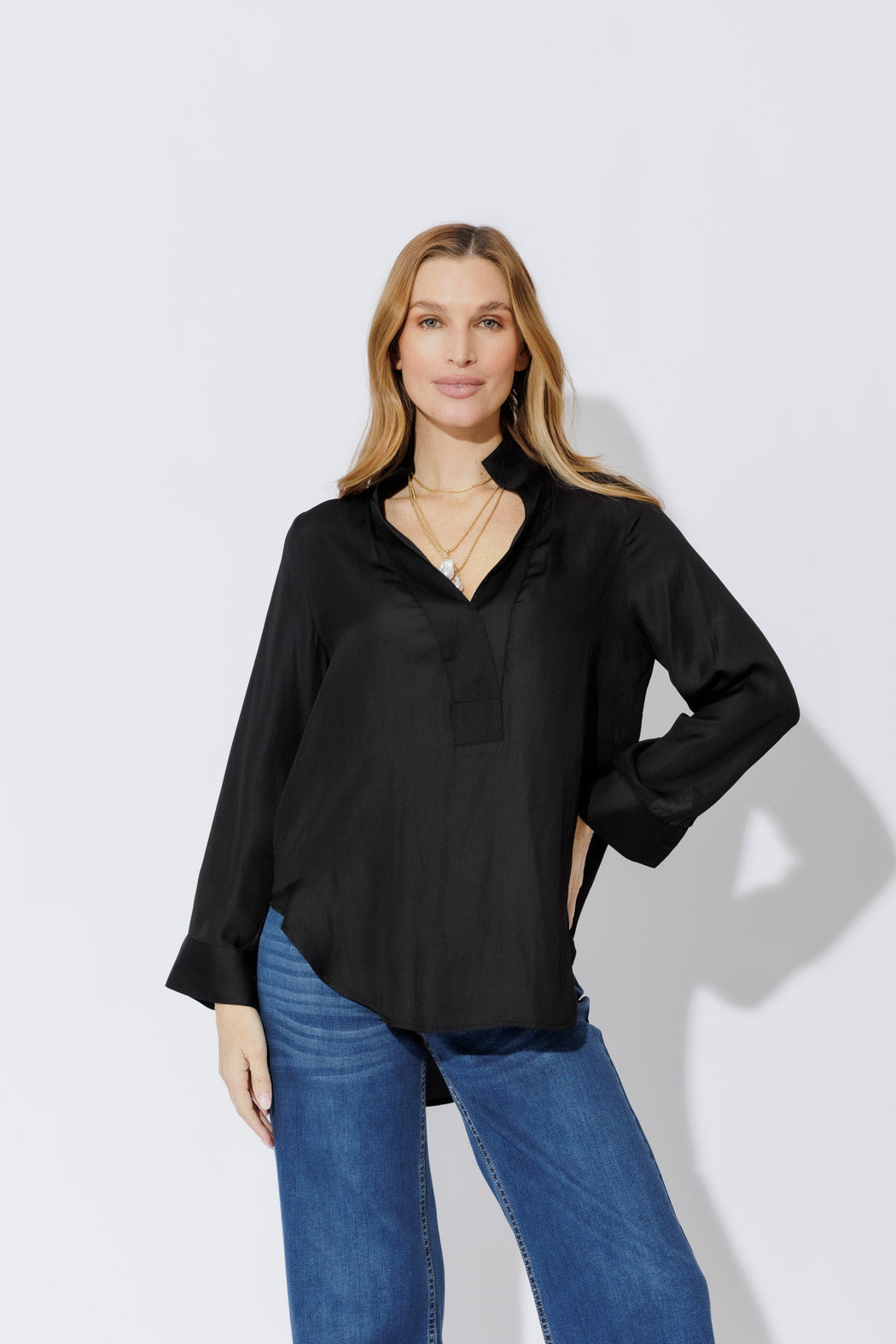Black Luxury Longline Blogger Shirt
