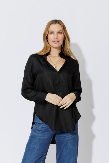 Black Luxury Longline Blogger Shirt