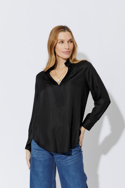 Black Luxury Longline Blogger Shirt