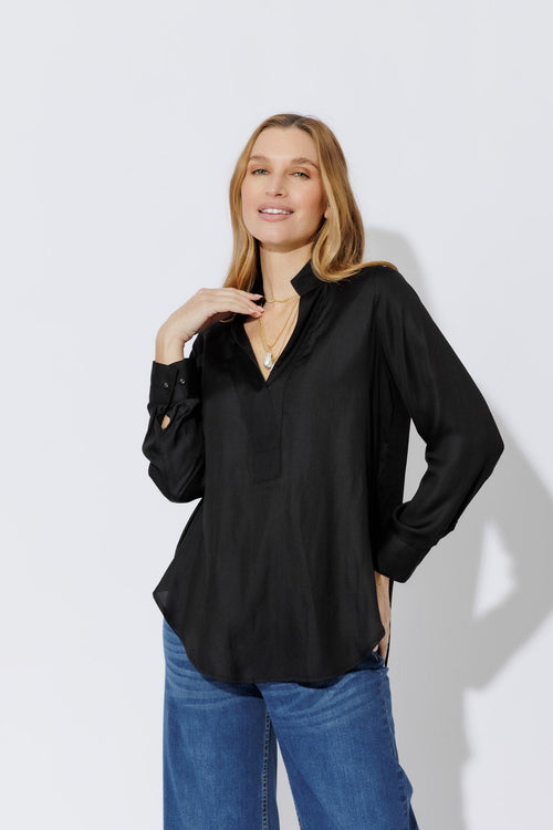 Black Luxury Longline Blogger Shirt