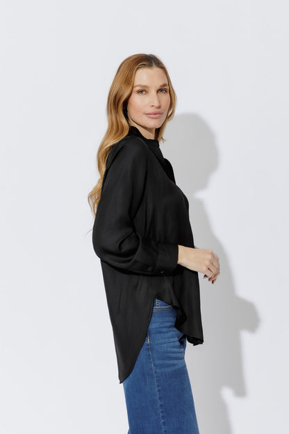 Black Luxury Longline Blogger Shirt
