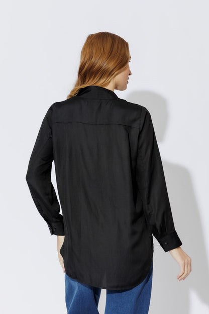 Black Luxury Longline Blogger Shirt