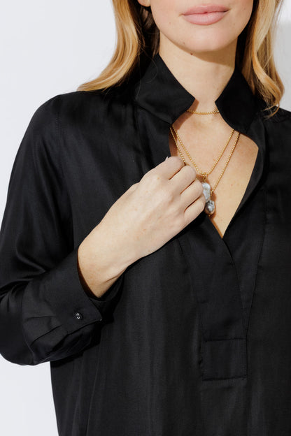 Black Luxury Longline Blogger Shirt