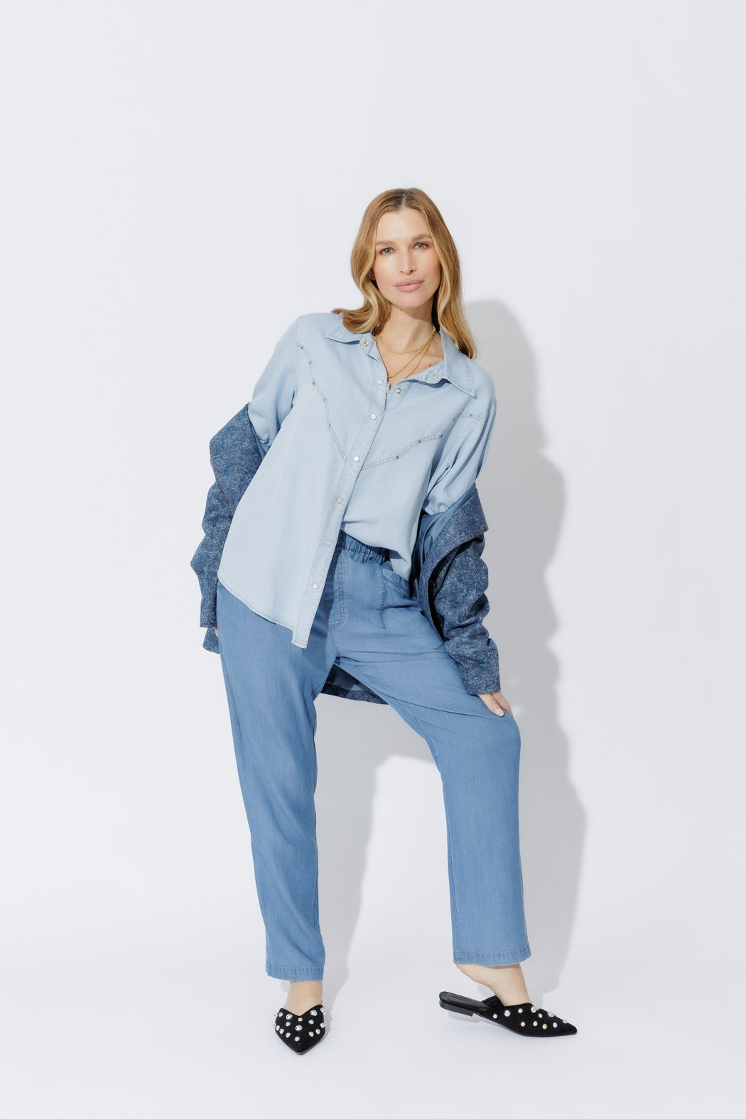 Chambray Cowboy Stud Shirt