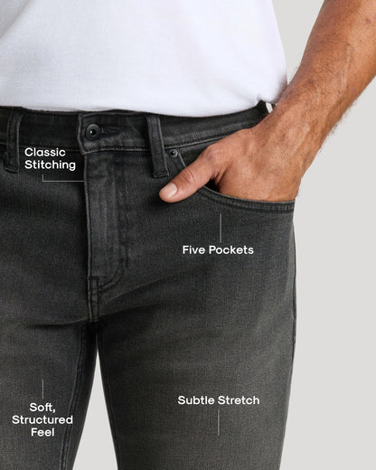 Gray Wash Slim Authentic Denim Jeans