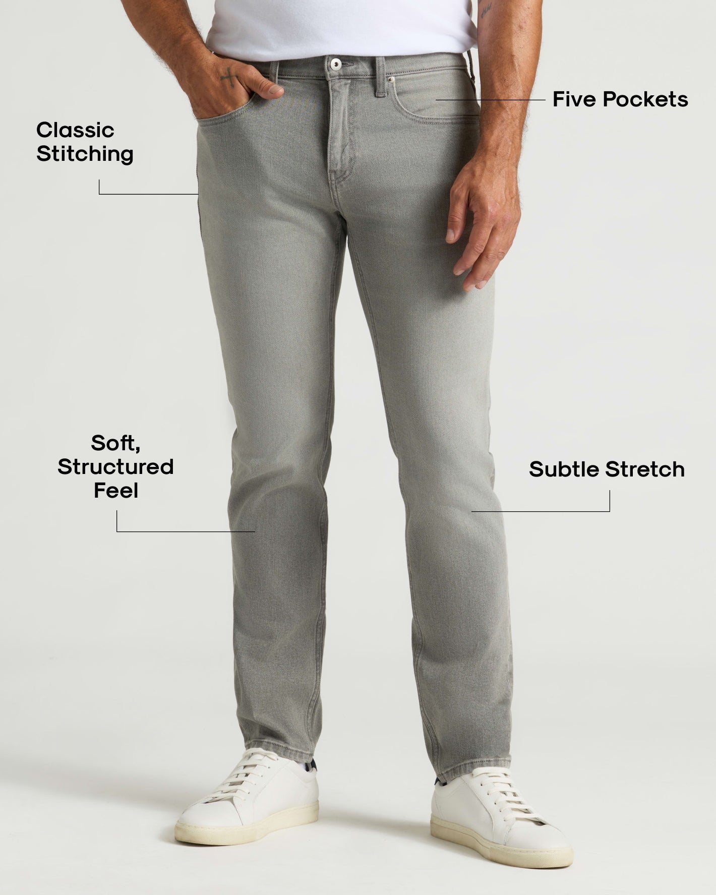 Medium Gray Wash Slim Authentic Denim Jeans