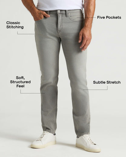 Medium Gray Wash Slim Authentic Denim Jeans