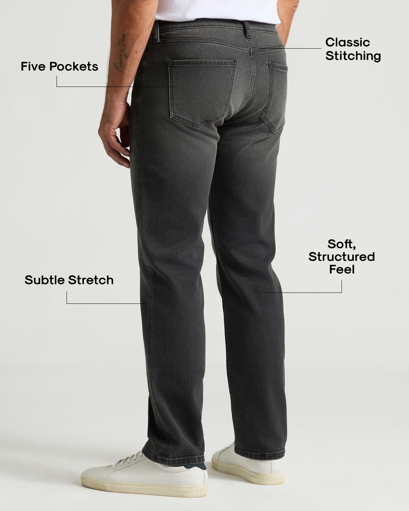 Gray Wash Straight Authentic Denim Jeans