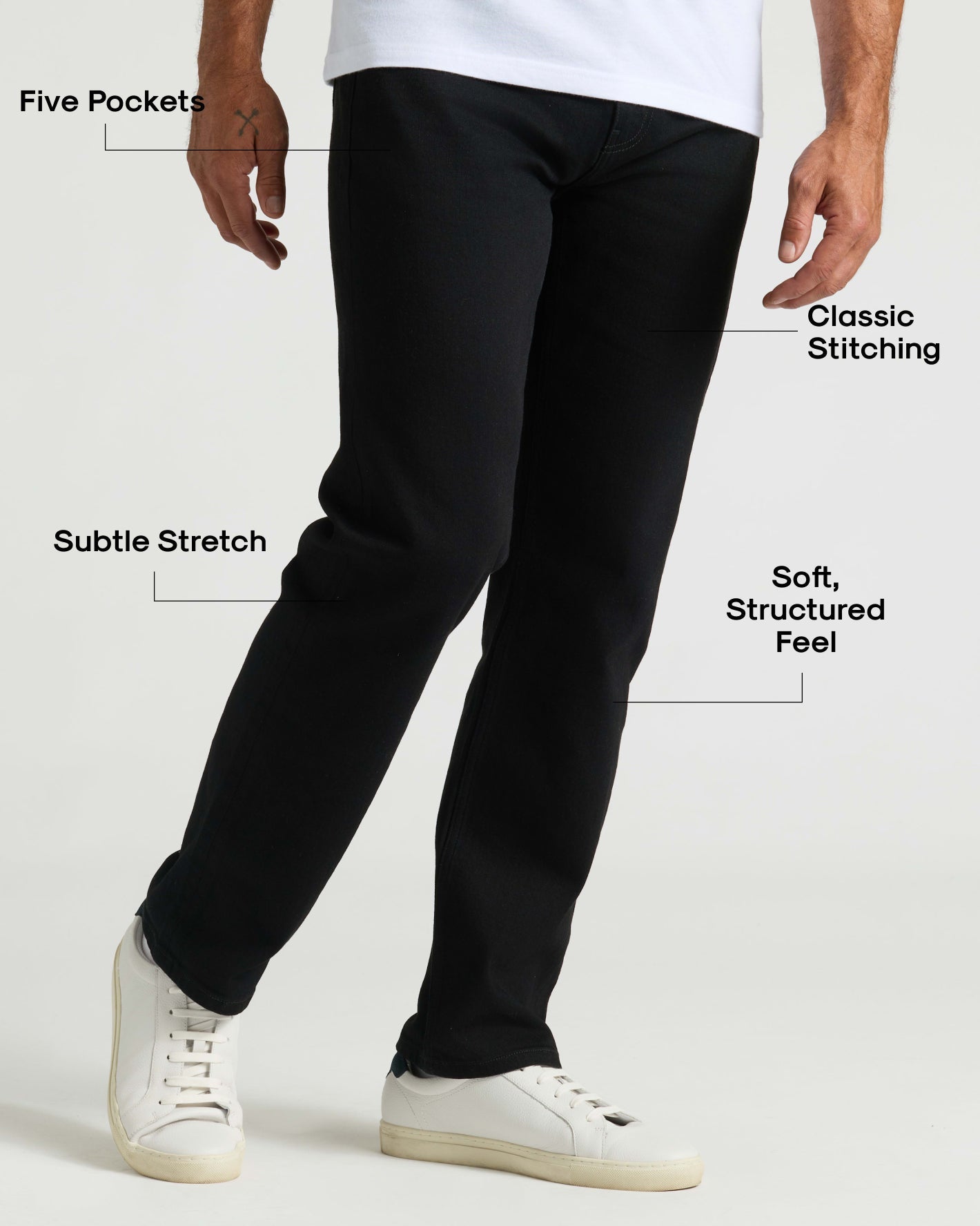 Black Wash Straight Authentic Denim Jeans