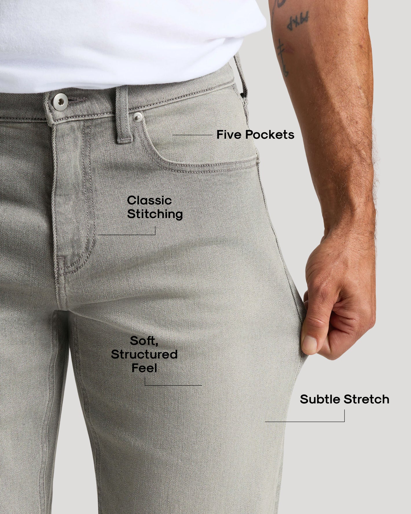 Medium Gray Wash Straight Authentic Denim Jeans