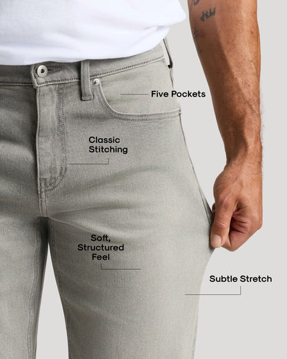 Medium Gray Wash Straight Authentic Denim Jeans