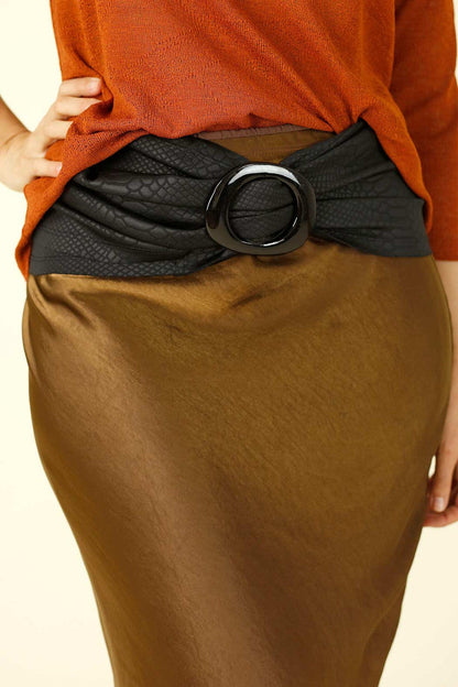 Black Textured Leatherette Buckle Belt - SALE