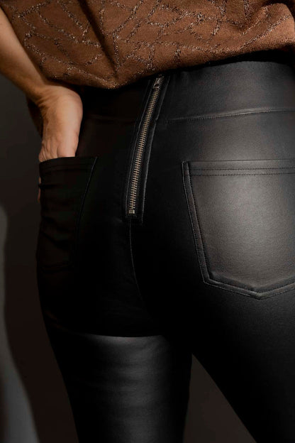 Black Waxed High Waist Pant