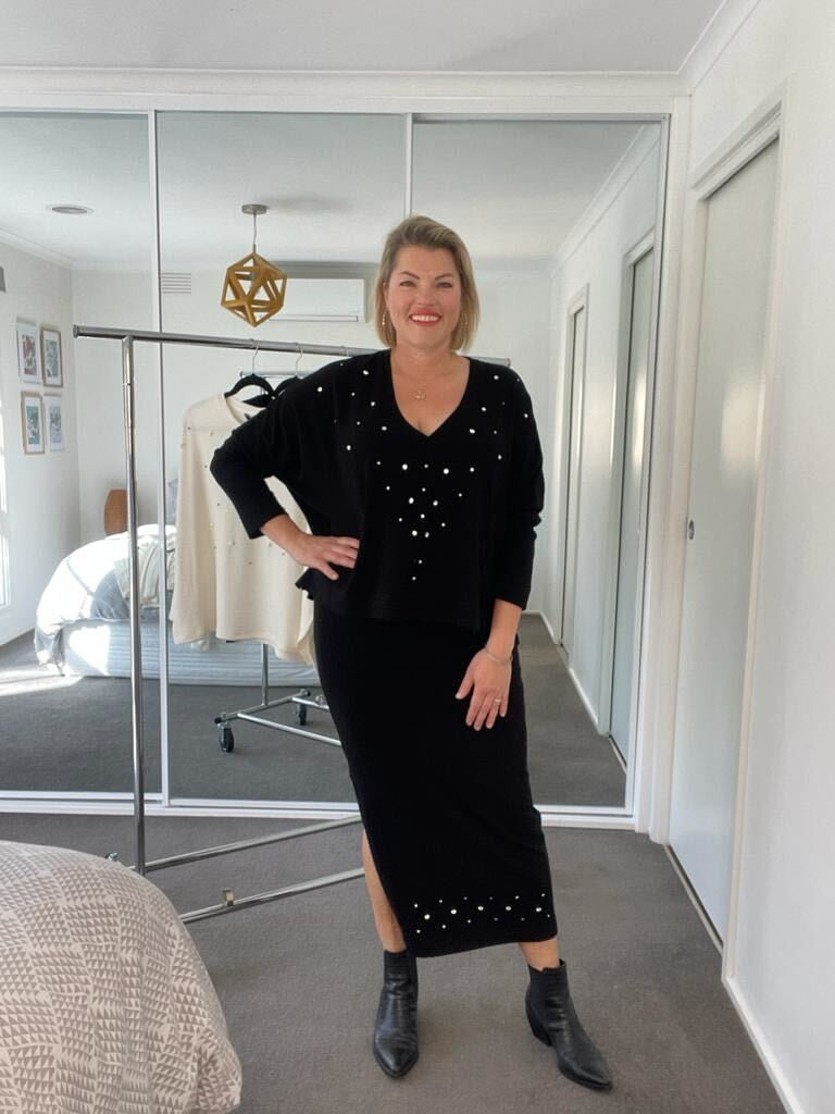 Black Ava Diamante Jumper