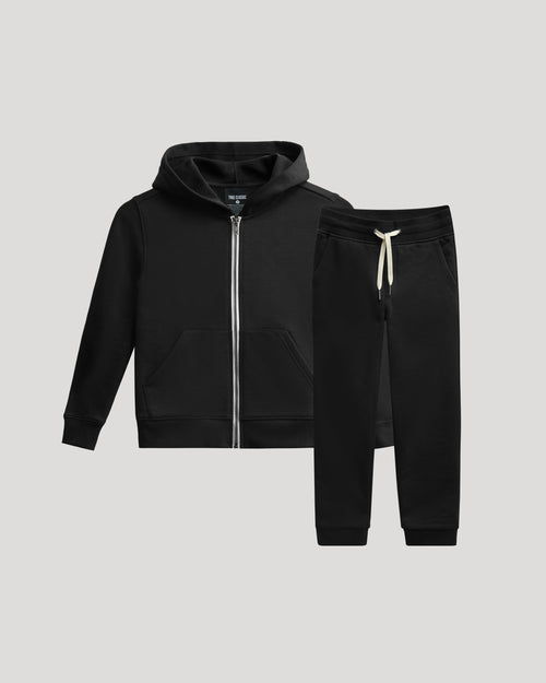 Boys Black Full Zip Fleece Hoodie & Jogger 2-Pack