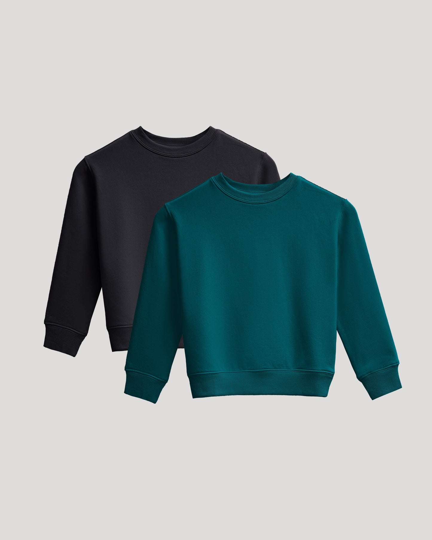 Girls Black & Deep Emerald Slouch Pullover Crew 2-Pack
