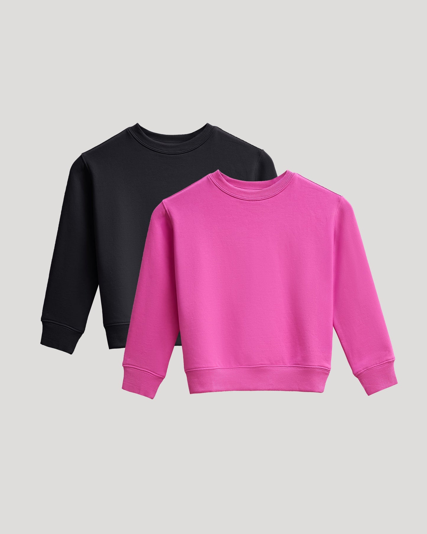 Girls Black & Electric Fuchsia Slouch Pullover Crew 2-Pack