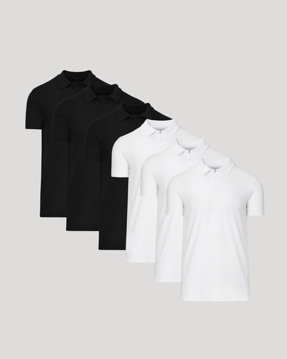Black & White Tall Classic Polo 6-Pack