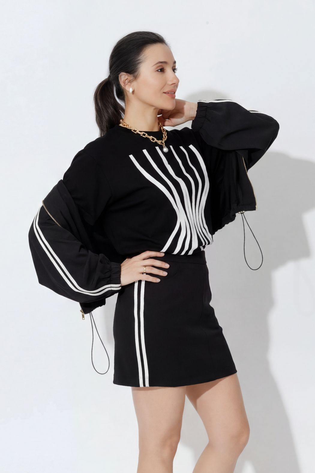 Black Euro Sport Mini Skirt