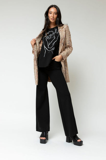 Black Ponte Wide Flare Pant