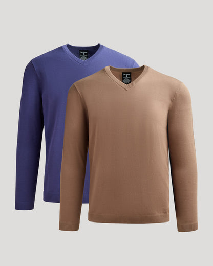 Truffle & Blueberry Dressy V-Neck Sweater 2-Pack