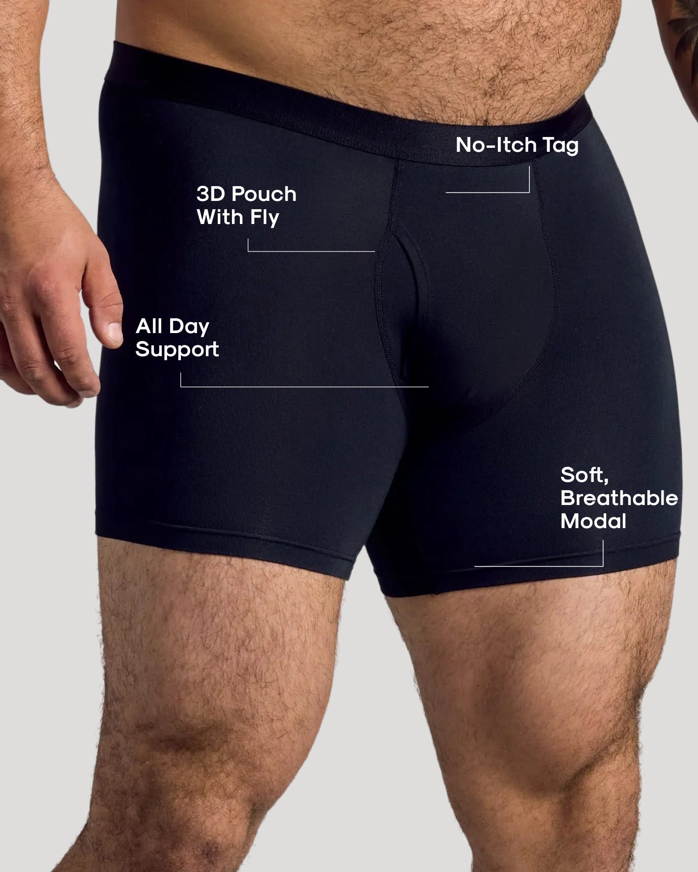 Black Boxer Briefs W/ Fly 3-Pack
