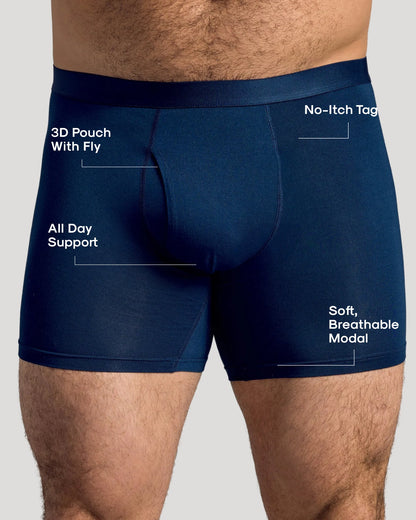 Navy Boxer Briefs W/ Fly 12-Pack 2025