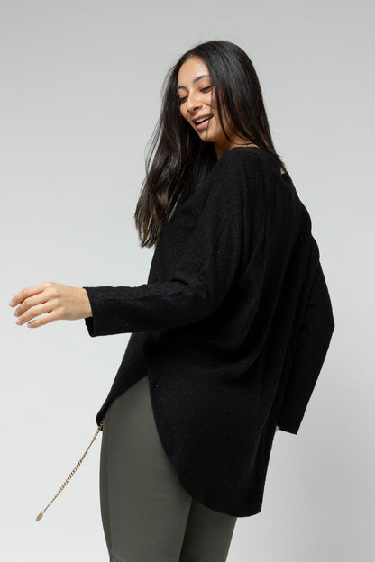 Black Lurex V Neck Jumper