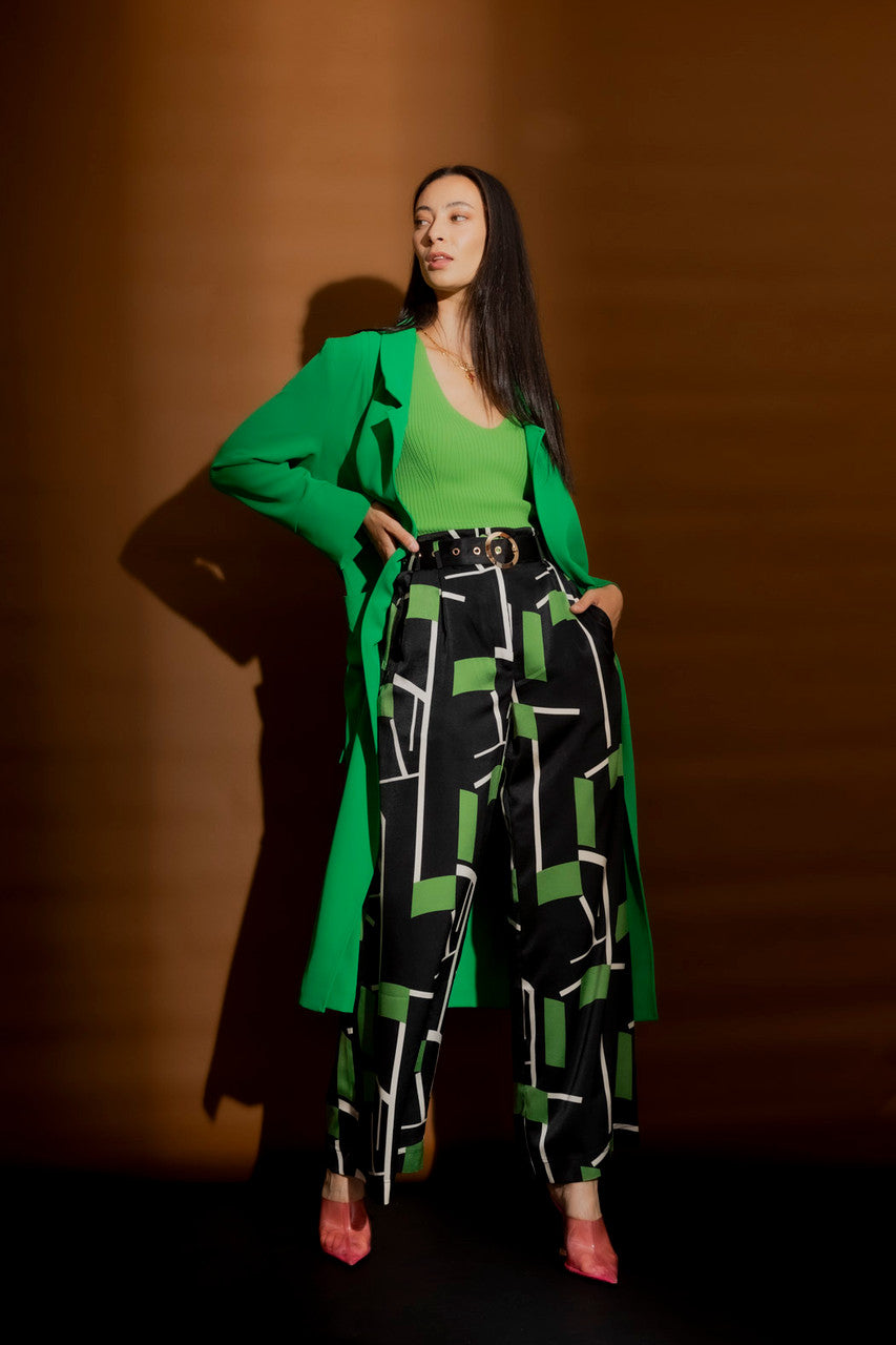 Black/Green Cleo Belt Pant