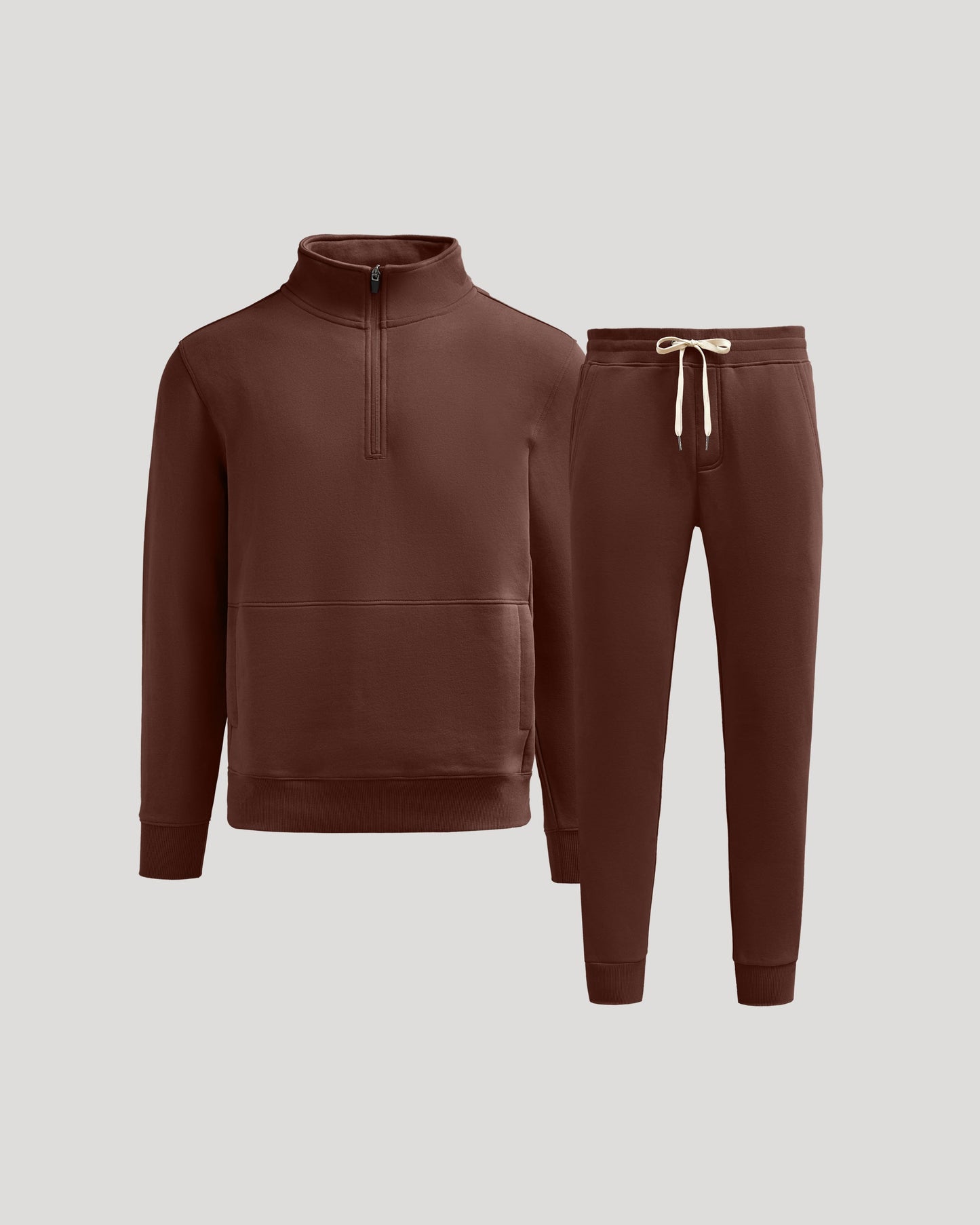 Carob Quarter Zip Fleece Sweatshirt & Jogger 2-Pack