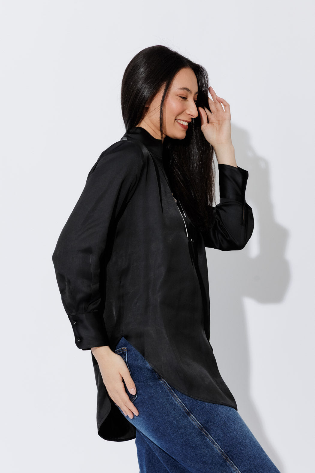 Black Piped Collar Blogger Shirt